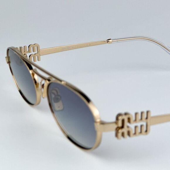 NEW Miu Miu MU54ZS 5AK30C Gold Grey Gradient Mirror Pilot Unisex Sunglasses main image 9